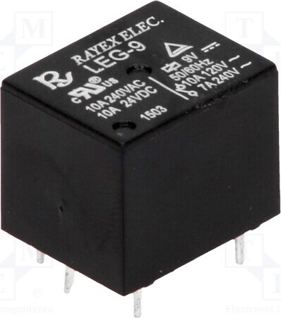 TNE 2x Relais: elektromagnetisch USpule : 9VDC 10A/120VAC Mini LEG-9 Elektromagnetis _1GH_LEG-9