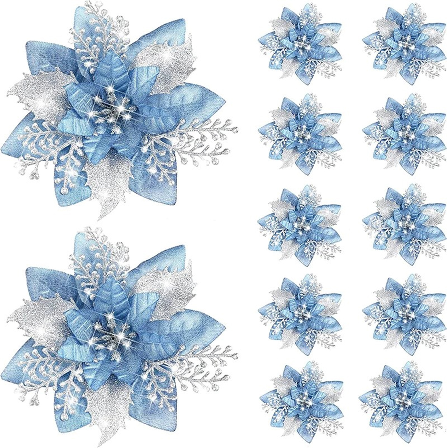 Ipetboom Weihnachtssterne Dekoration - 12 Stück Glitzernde Sterne Mit Clips