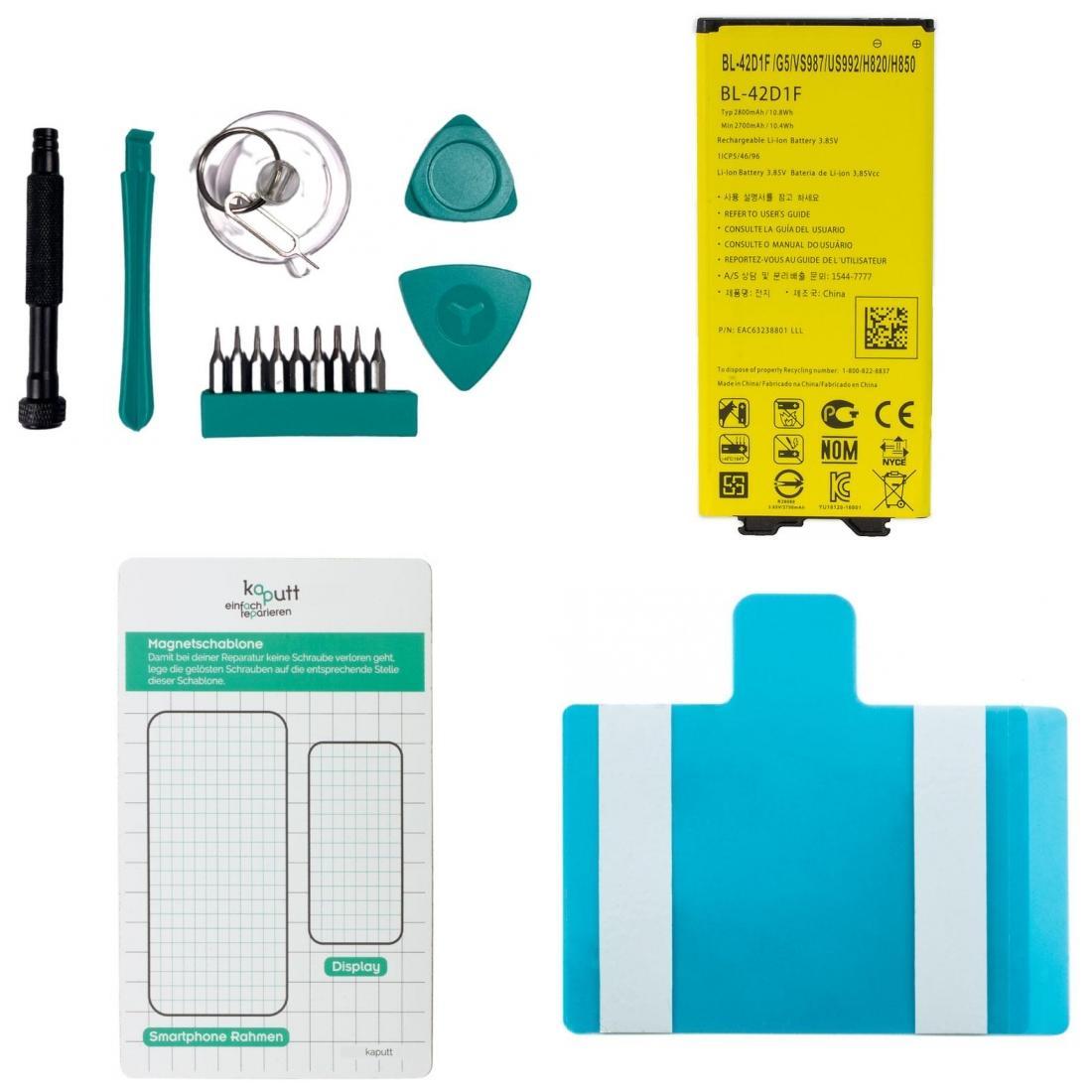 kaputt.de GmbH Akku für LG G5 2700 mAh 3,85 V BL-42D1F Ersatzteil Reparatur-Set YLG-808-YYA