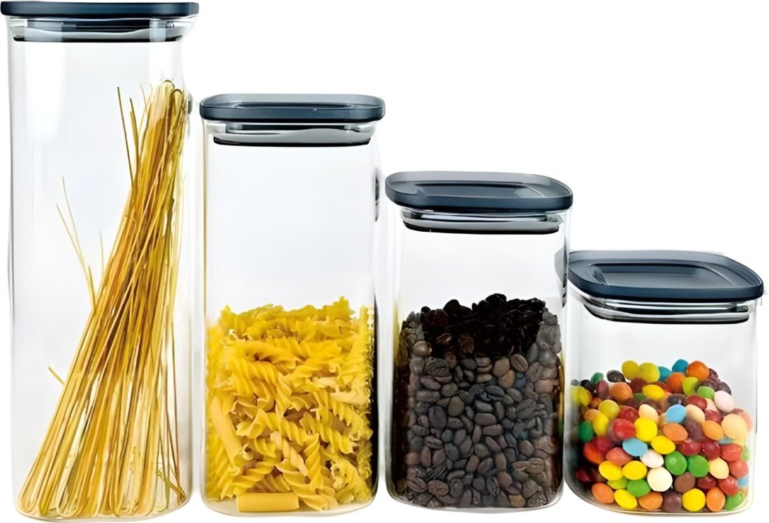 cheffinger 4-teiliges Glas Vorratsdosen-Set mit luftdichten Deckeln 900ml - 2100ml CH-GSJ4
