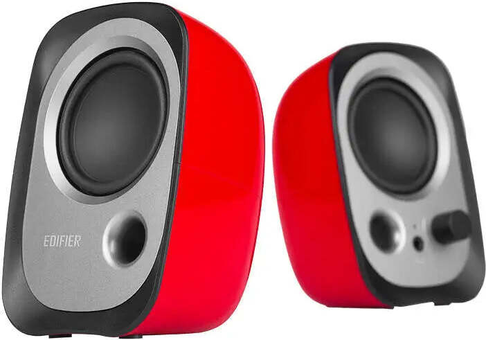 Edifier R12U, 2.0 kanály/kanálov, Kábel, 4 W, 30 - 20000 Hz, Čierna, Strieborná, Červená
