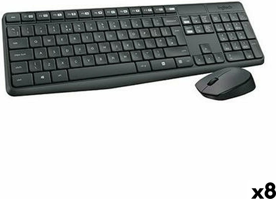 Tastatur mit Maus Logitech MK235 Schwarz Qwerty Spanisch (8 Stück)