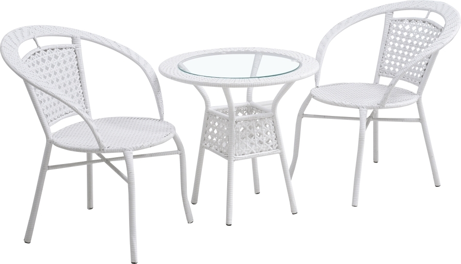 Kondela Jenar 1+2 künstliches Rattan-Gartenset - weiß