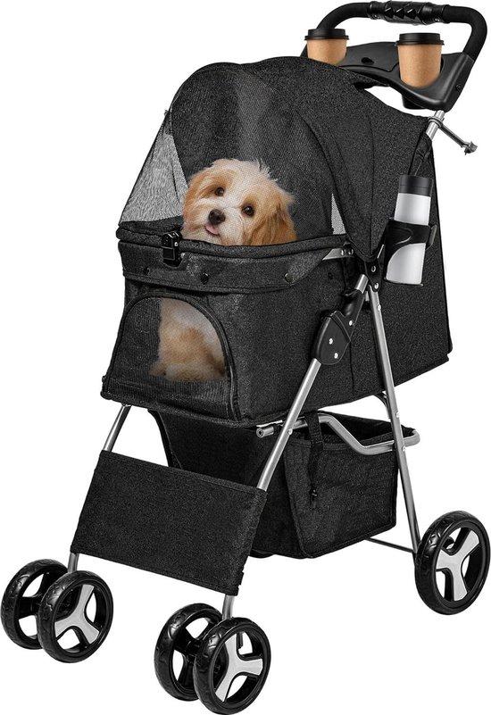 Famanu Hunde-Buggy mit Stauraum und Becherhalter - faltbar, grau SHSHOP