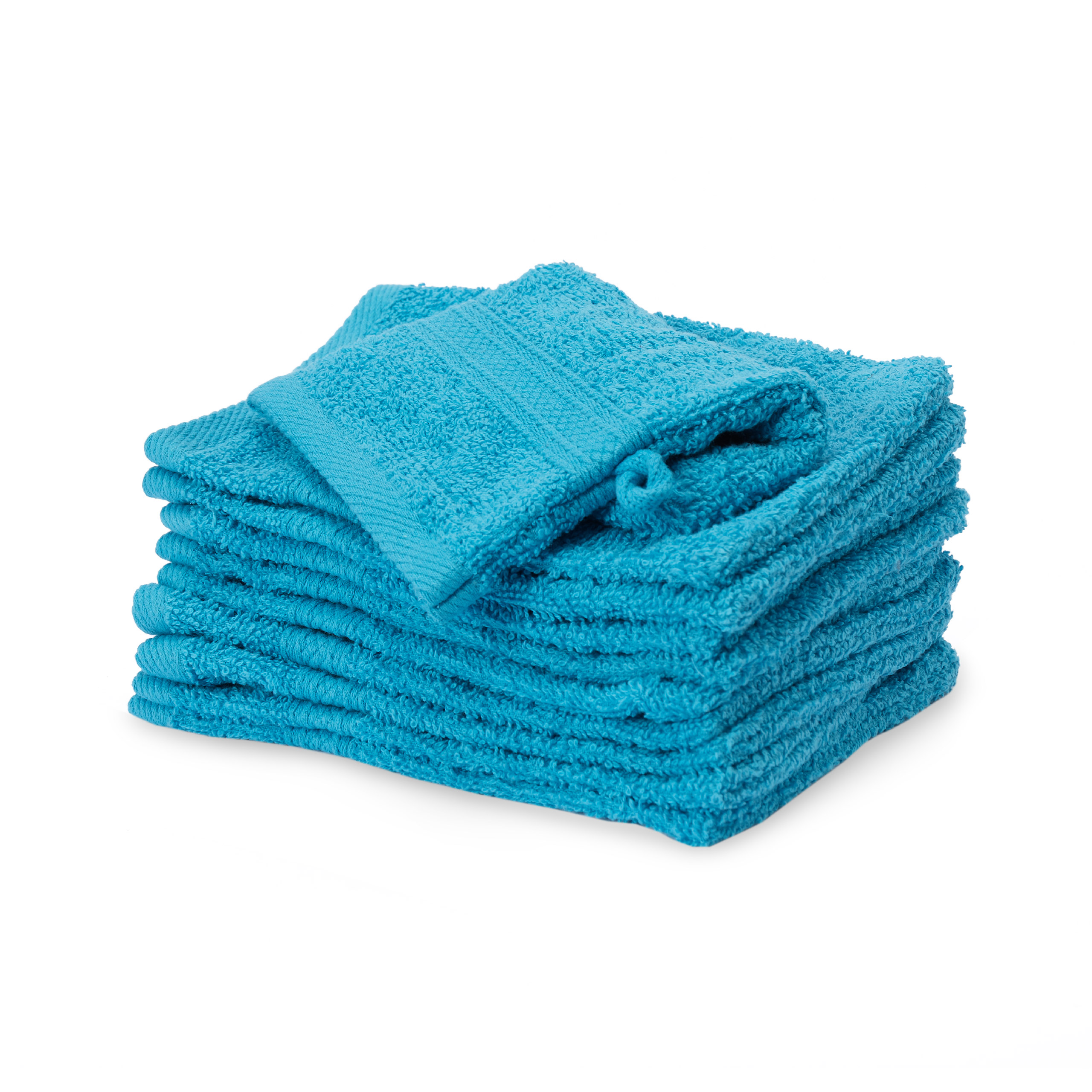Waschhandschuhe Melunda 10er Set Waschlappen 25x25 cm, Weiß, Blau und Sternblau Premium Baumwolle Gästetuch