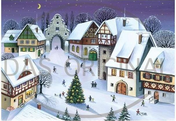 Adventný kalendár na Štedrý večer, 38 x 26 cm, s umeleckým papierovým motívom