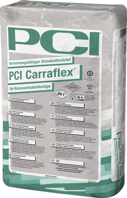 PCI Carraflex® verformungsfähiger Dünnbettmörtel für Naturwerksteinbeläge weiß C2FTE-S1 25 kg 57592702