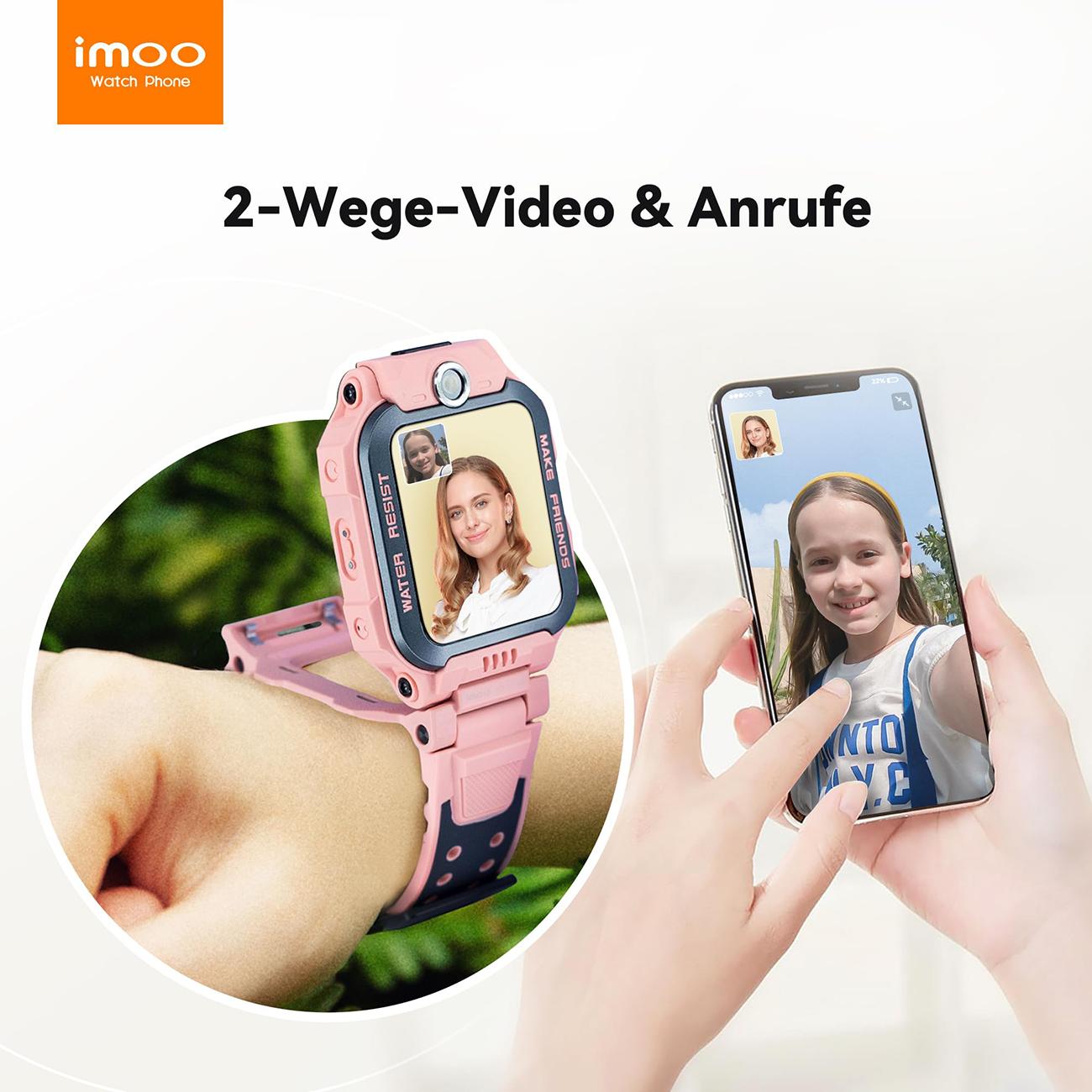 imoo Z7 Kinder-Smartwatch – HD-Videocall, GPS, Dual-Kamera, wasserdicht, Pink Z7-PPL