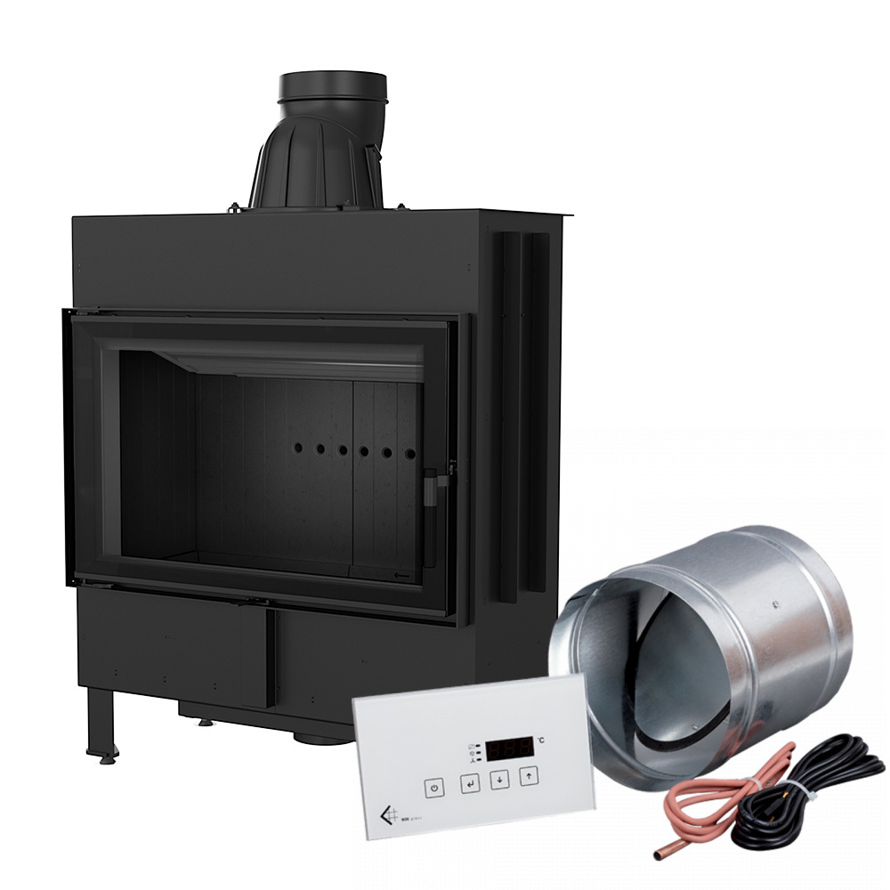 Inteligentný oceľový krb KRATKI LUCY 14 kW Ø 200 čierny thermotec MSK GLASS