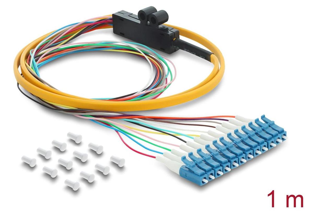 DELOCK LWL Kabel 12x LC-UPC Simpl St > 12x off. Kabelende 1m 91050