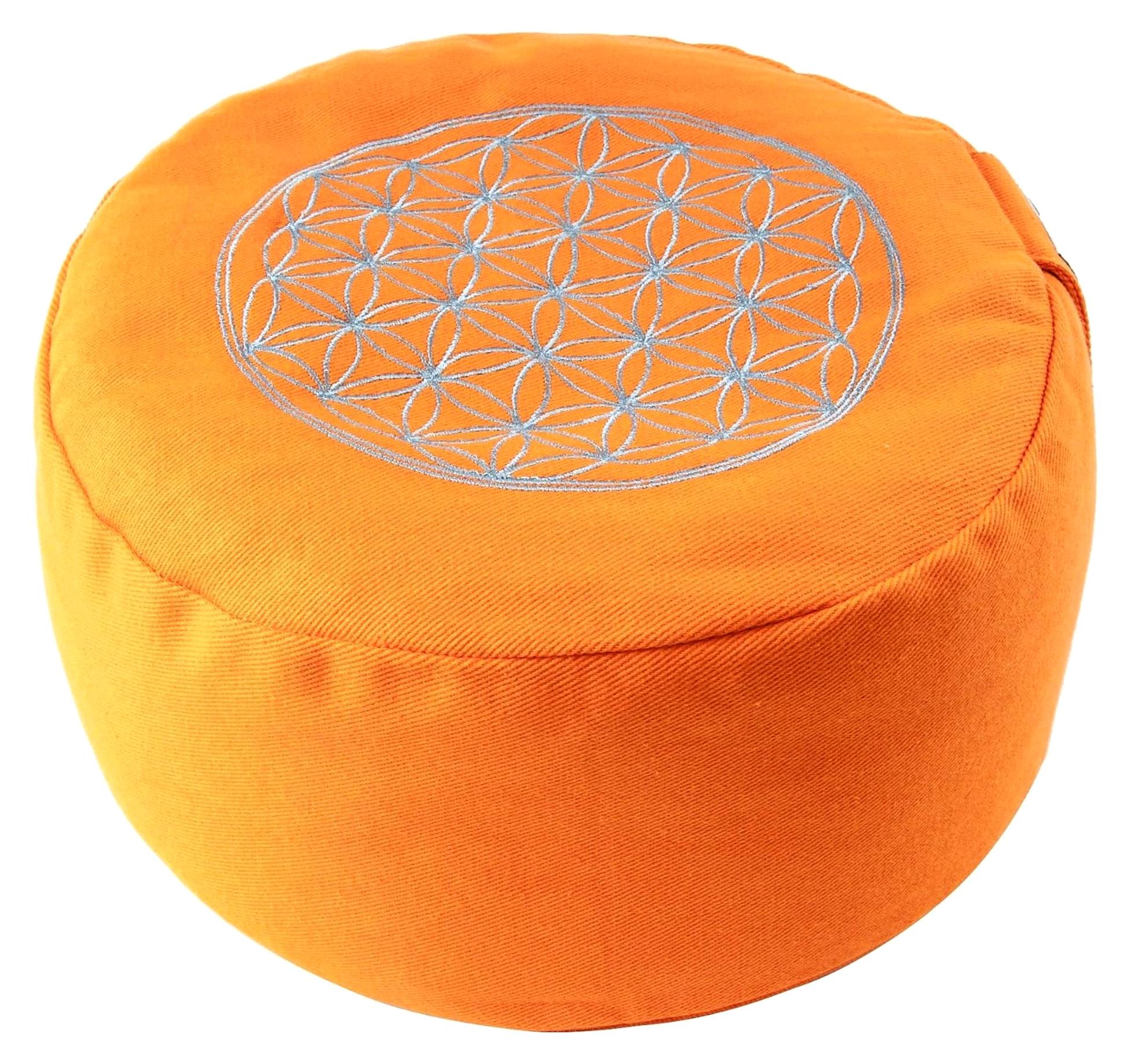 Markenlos Meditationszubehör - Meditationskissen Blume des Lebens, orange