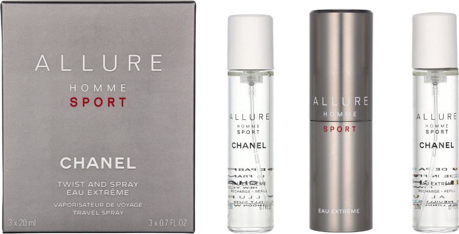 Chanel Allure Homme Sport Eau Extreme EDT plniteľný 20 ml + EDT náplň 2 x 20 ml pre mužov darčeková sada
