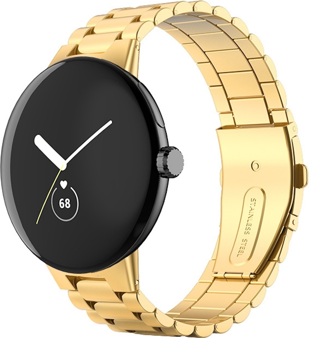 Pre Google Pixel Watch 3 45 mm Tri korálky z nehrdzavejúcej ocele Náhradný náramok Gold