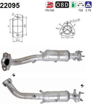 AS 22095 Katalysator OE 18160PNBE00 kompatibel mit CR-V