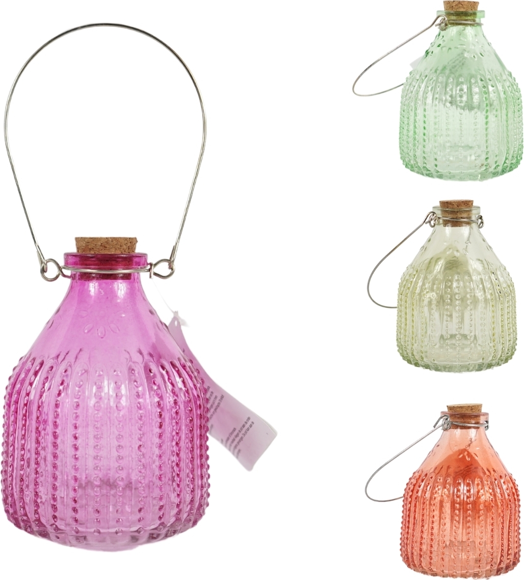 Benza 4 Stück - Wespenfalle - Wespenfänger - Glas - 4 Farben - 9 x 9 x 13 cm