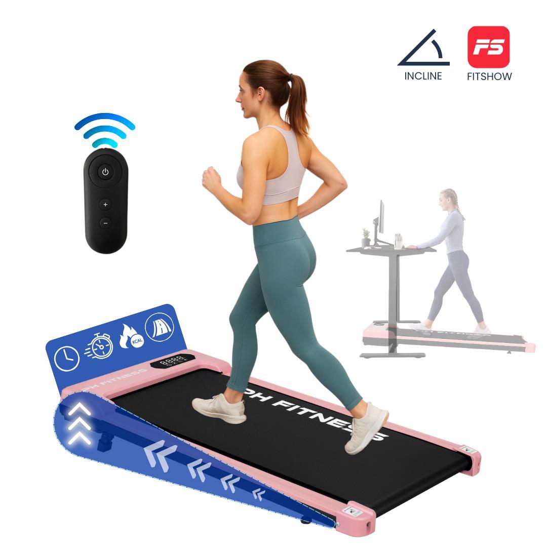 PH Fitness bežecký pás B3S ultra-slim - WalkingPad pre domácnosť a kanceláriu - 1,3 hp motor, 1-8 km/h, 100 kg - diaľkové ovládanie, manuálny sklon, Bluetooth
