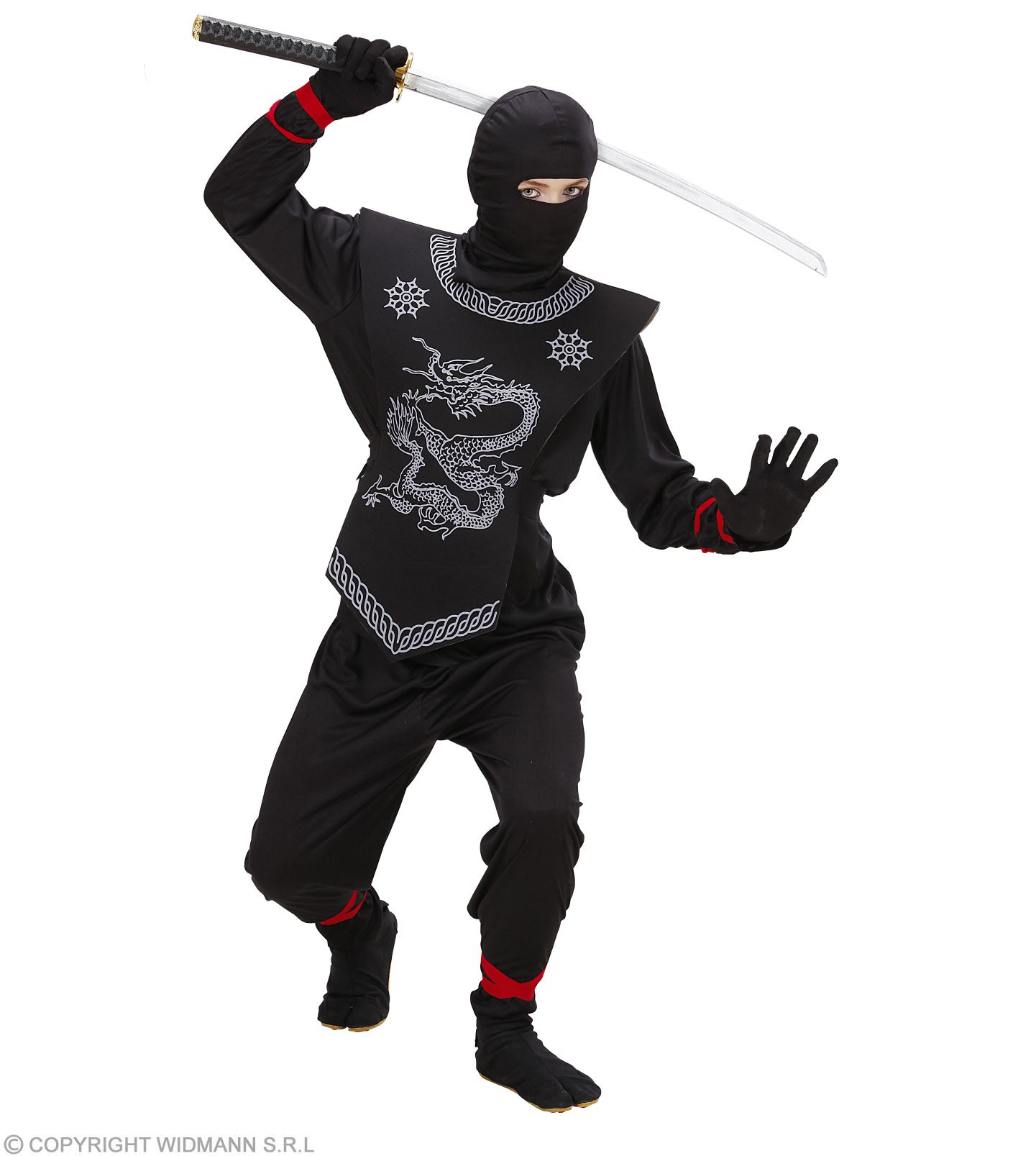 K Ninja Krieger & Ninjaschwert schwarz Ninjakostüm Kostüm Karneval Fasching 