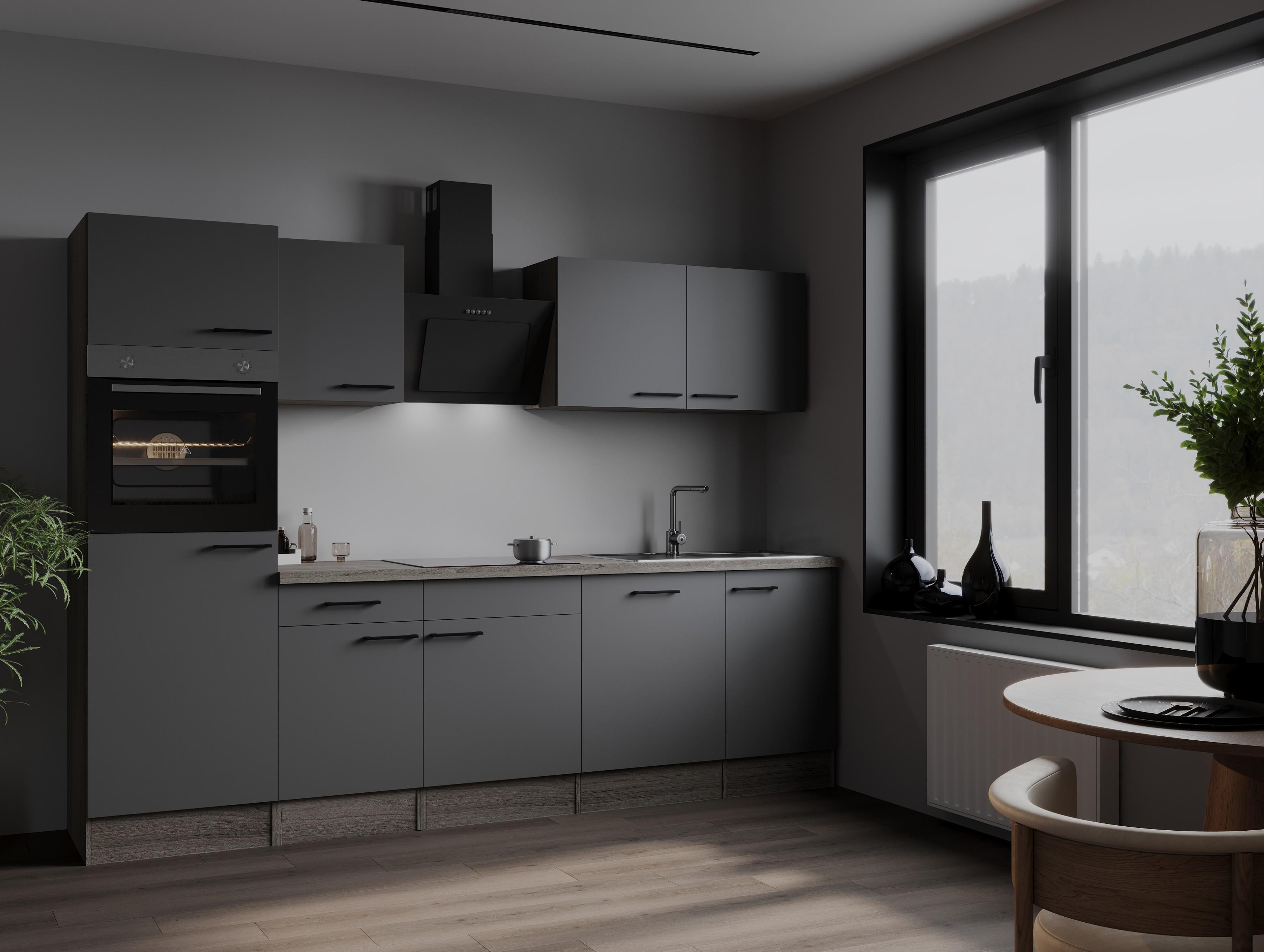 Küche Küchenzeile Küchenblock Eiche York Grau Matt Oliver 280 cm Respekta KB280EYGM