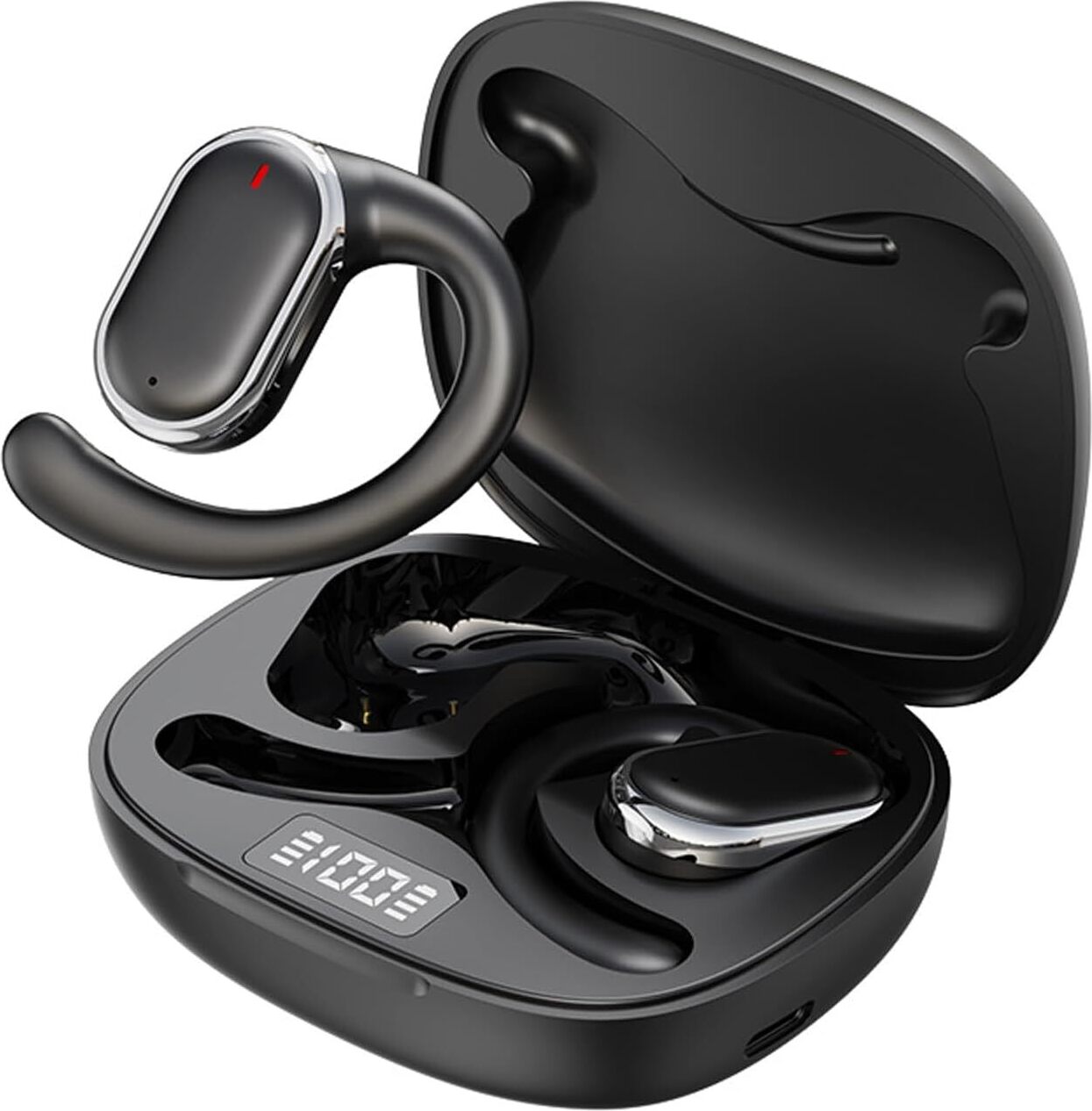 Otvorené slúchadlá Bluetooth bezdrôtový šport, kostný zvuk slúchadlá s ušným háčikom, vzduchové kostné vedenie, bezdrôtové slúchadlá na behanie, cyklistiku, pohodlné