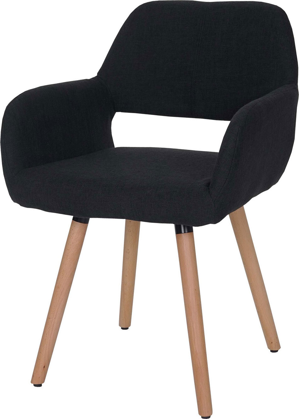 Jedálenská stolička HWC-A50 II, stolička kuchynská stolička, retro dizajn 50. rokov ~ textil, čierno-sivá, svetlé nohy