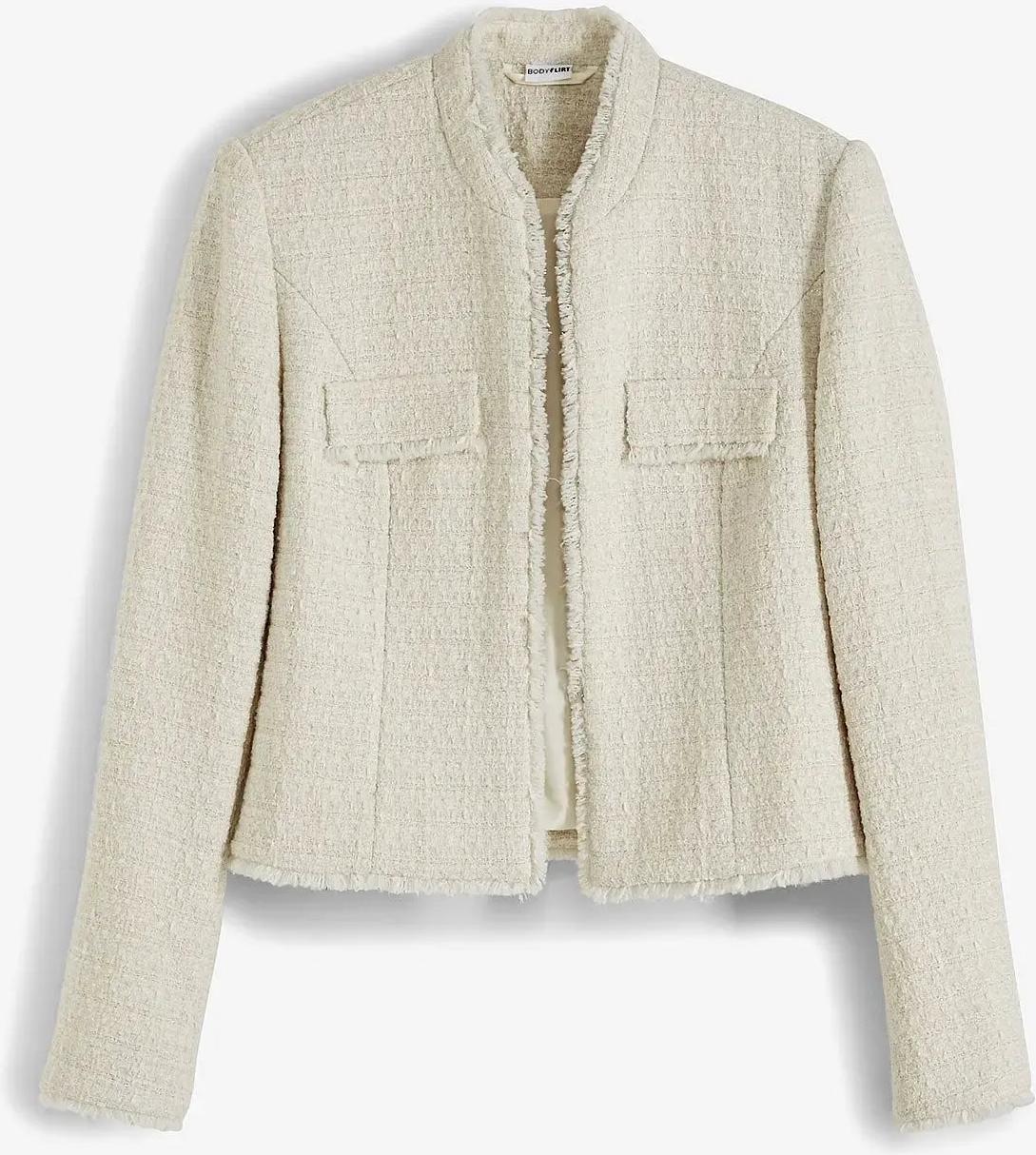 bonprix Damenjacke mit strukturiertem Muster - weiß Größe: S