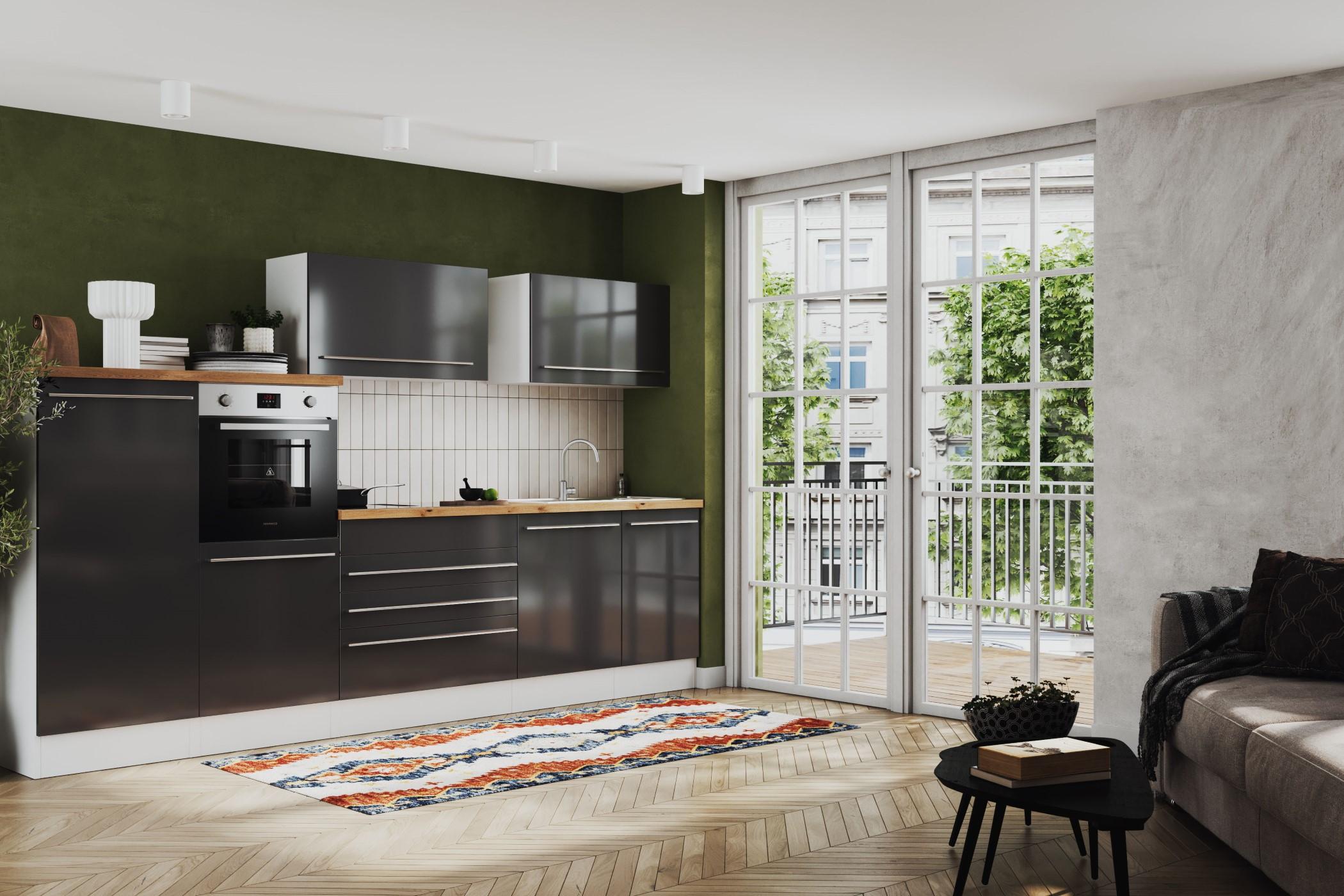 Küche Küchenzeile Induktion mit Dunstabzug Grau Gabriel 320 Respekta