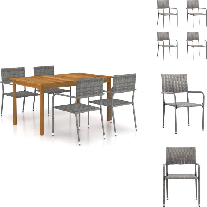 vidaXL 5-dielny záhradný jedálenský set sivý - Záhradné nábytkové zostavy