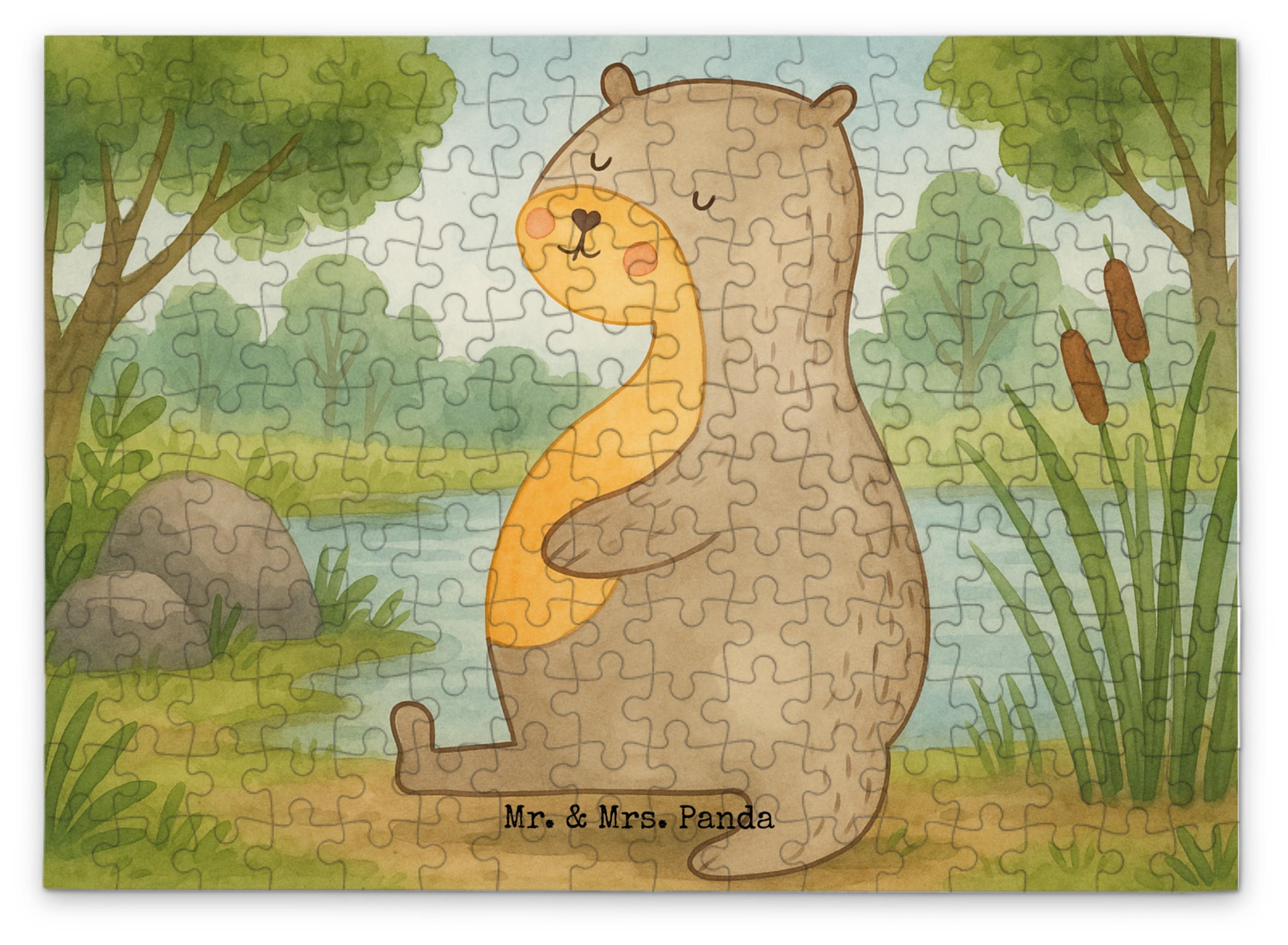 Mr. & Mrs. Panda Puzzle Otter Bauch Design 192 Teile - Weiß - Geschenk, Satt, 300, voll Gefuttert, Seeotter See, dick, 1000, 1500, Zufrieden, 500, Sportmuffel PD-1921868-STANDARD