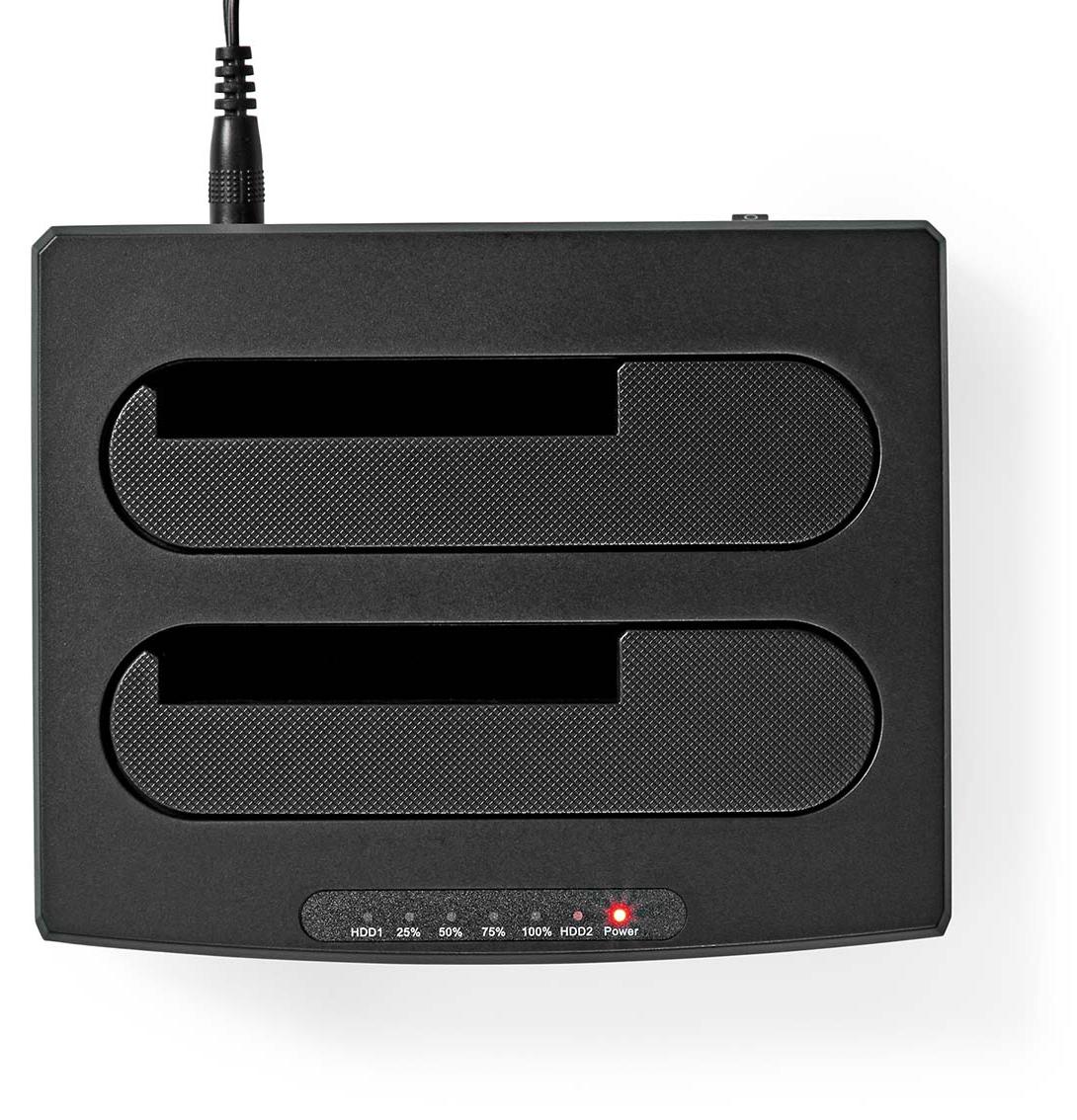 Nedis Festplatten-Dockingstation - USB 3.2 Gen1 - USB Type-A - 2 Festplatten - 2.5 / 3.5 " - USB 3.2 Gen1 - Docking - Desktop HDDUDB3210BK