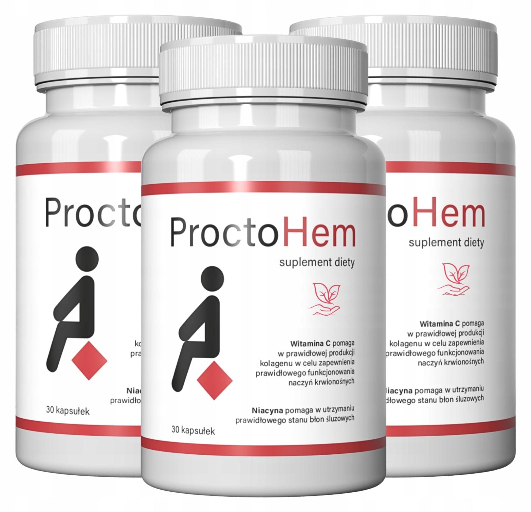 90100ct 3X Proctohem – Linderung bei Hämorrhoiden, Unterstützung der Blutgefäße, 30 K