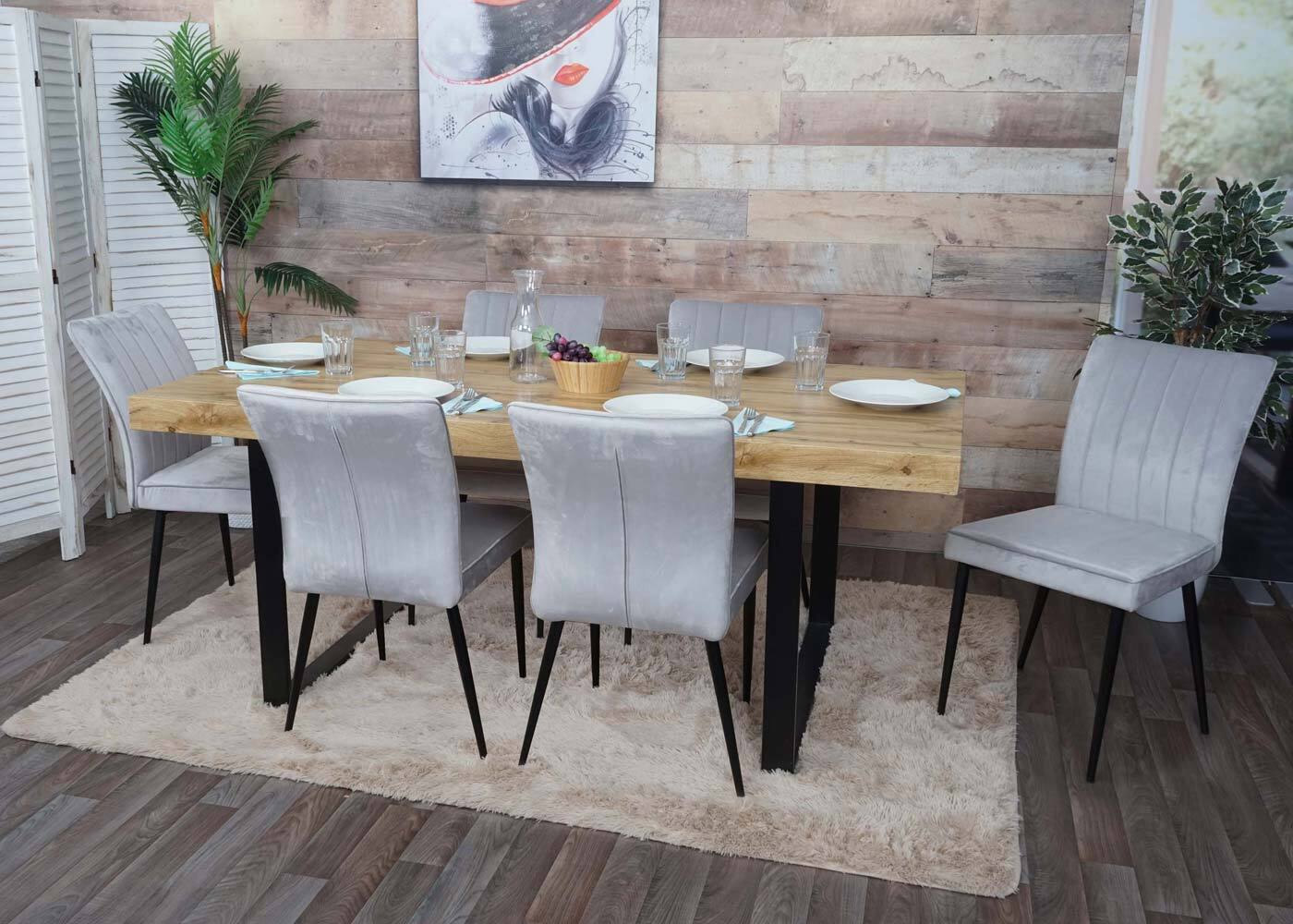 sada 6 jedálenských stoličiek HWC-K16, stolička kuchynská stolička, zamatový kov ~ svetlo sivá