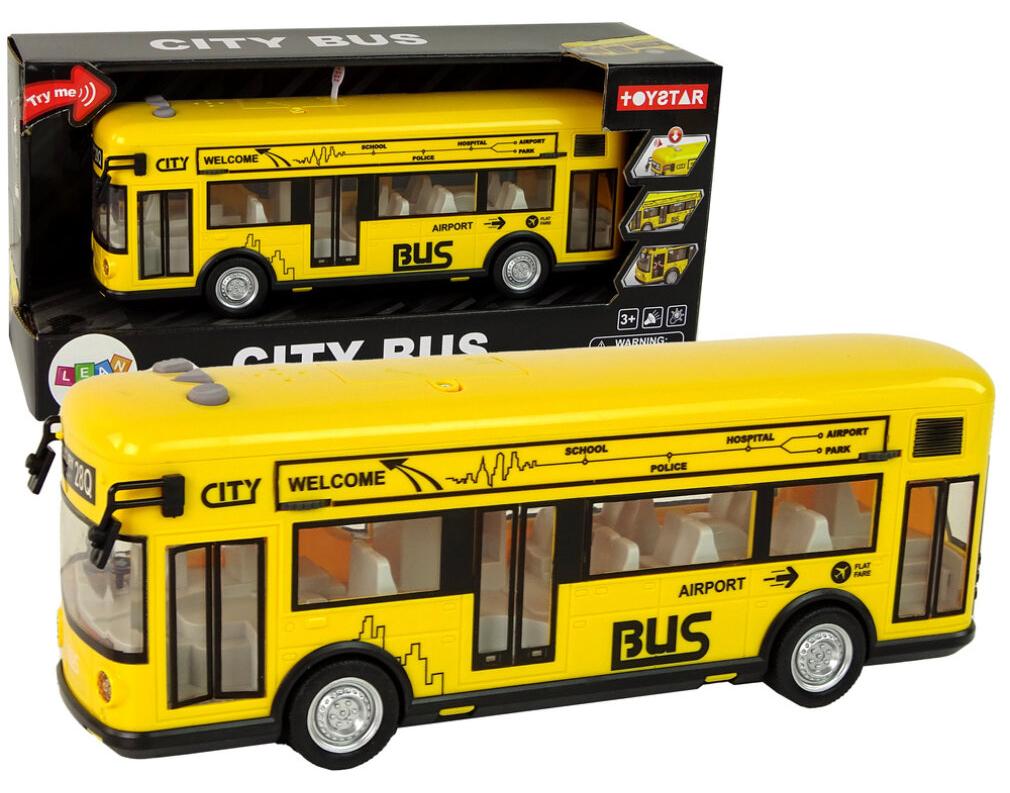 Leantoys Autobus Miejski ?ó?ty Z Nap?dem Frykcyjnym 1:18