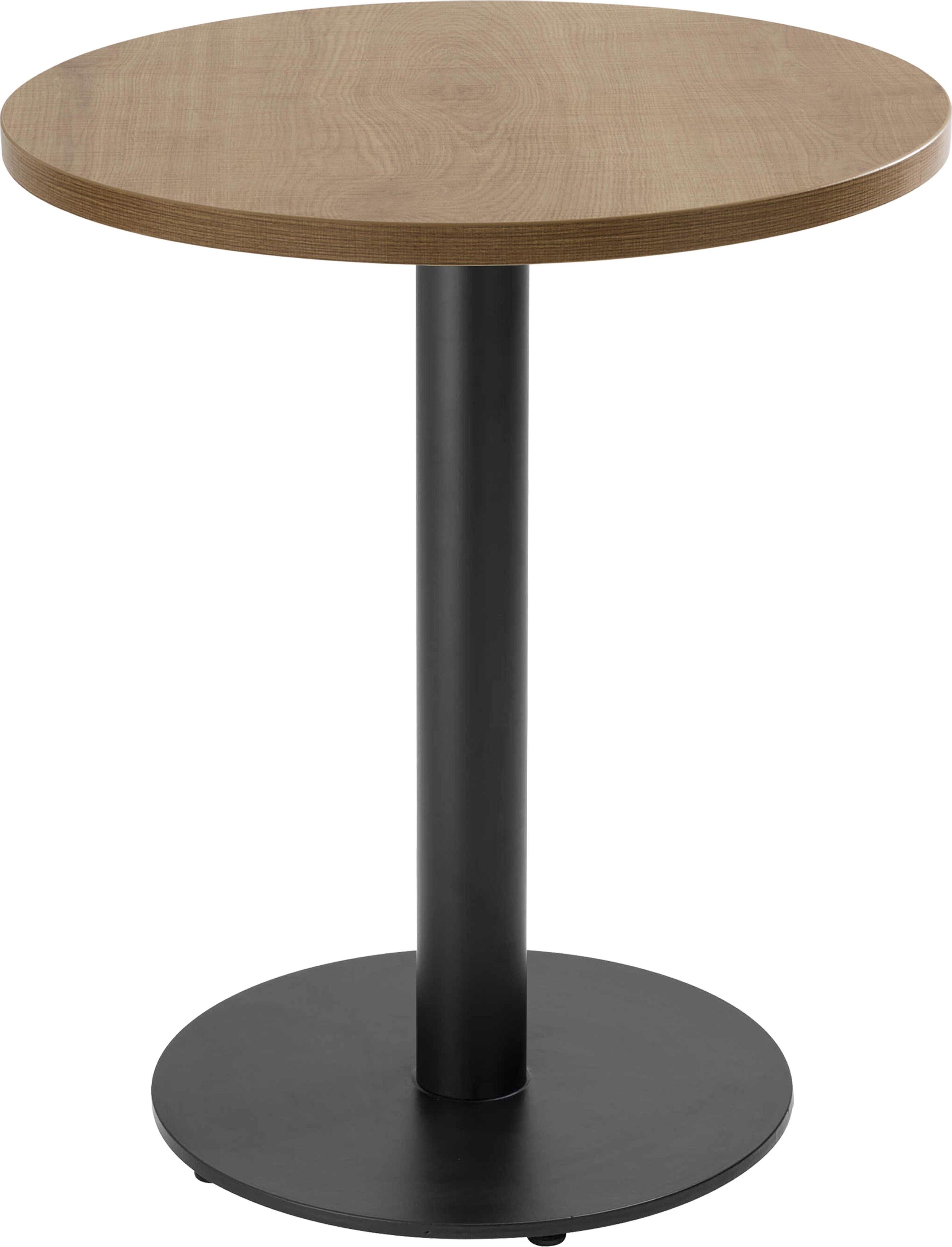 Tisch rund 60 cm Schwarzfuß und helle Holzverkleidung - Oviala Rivoli 113165