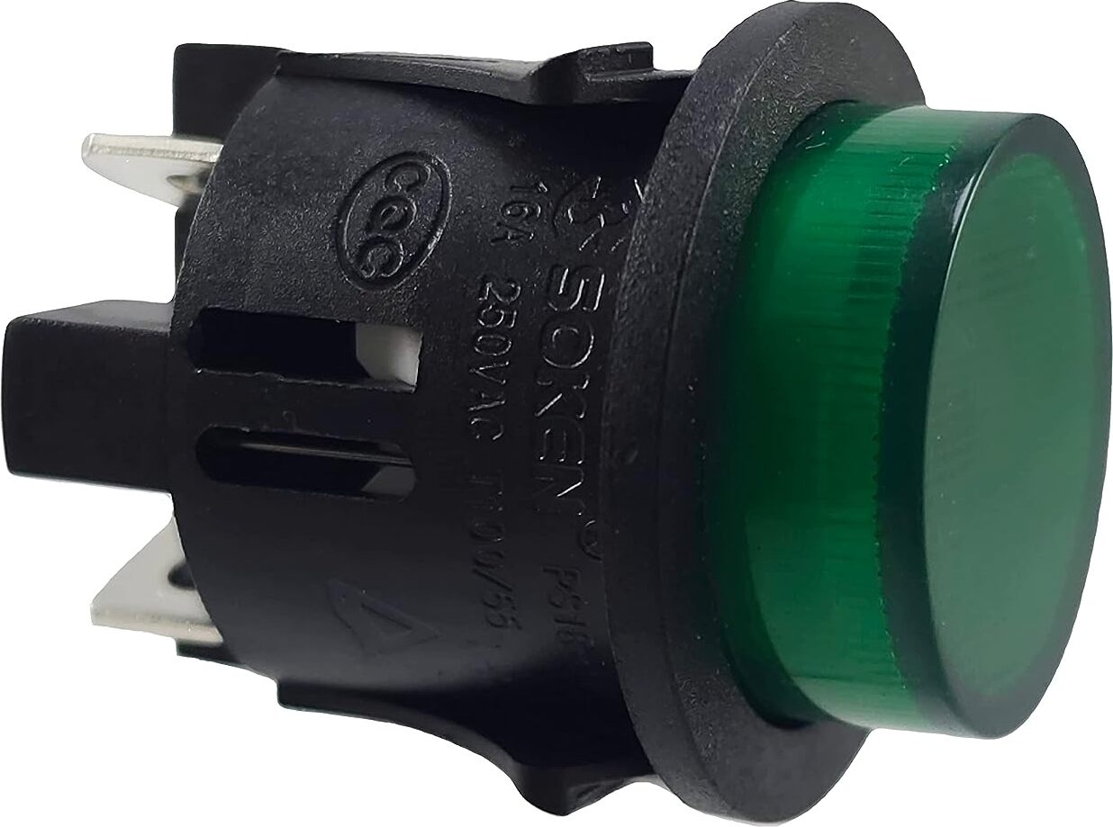 Interrupteur à Pression Vert PS18-16 - 16A 250V - Pour Machines à Café Et Pompes