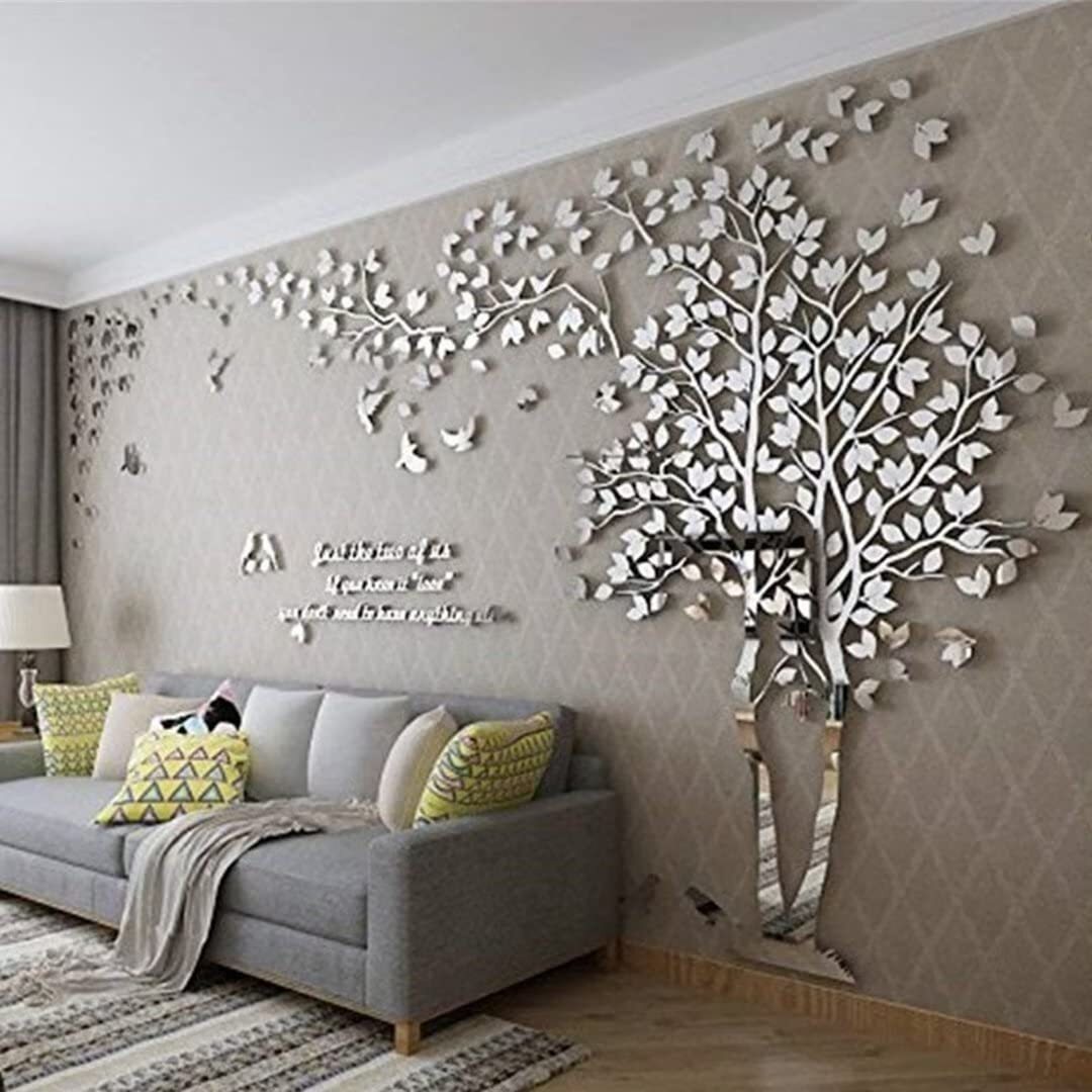 3D Weltkarte Wandaufkleber Aus Acryl - Silber, 120x60 Cm, Selbstklebend & Abziehbar