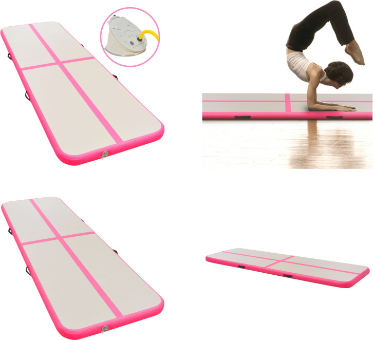 vidaXL Aufblasbare Gymnastikmatte mit Pumpe 400x100x10 cm PVC Rosa - Gymnastikmatte - Gymnastikmatten - Gymnastik Yoga Matte - Gymnastik Yoga Matten HL91915