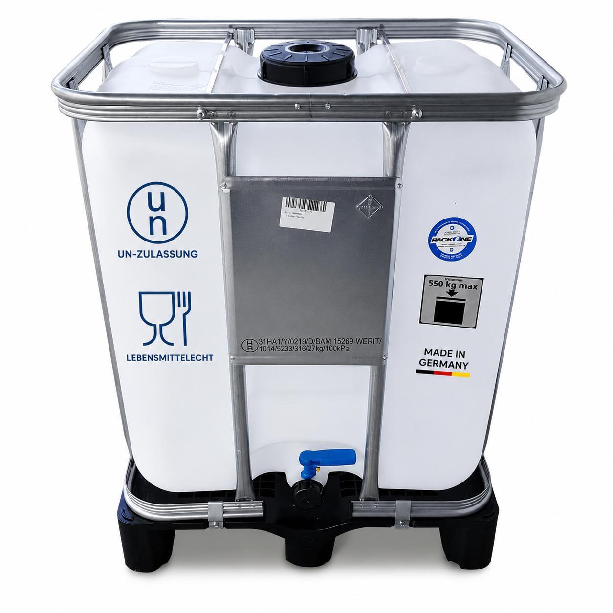 kanister-vertrieb 300 L IBC Container Gefahrguttank Gefahrgutbehälter Tank UN-Zulassung natur PE-Palette