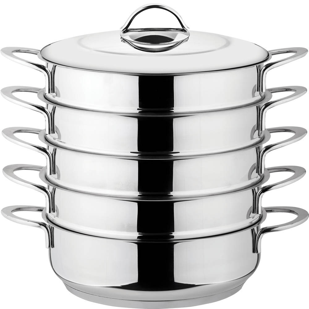 Rukauf 30cm Dampfkocher Dampfkochtopf Mantowarka mit Deckel aus Edelstahl Manty-Kocher - 4949