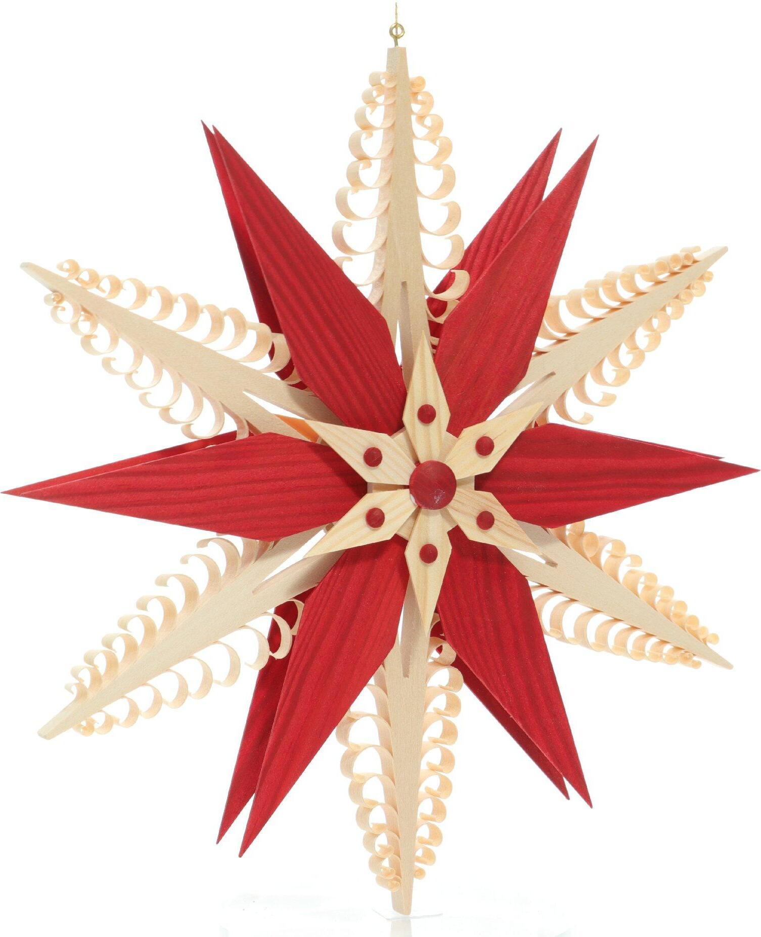 Herstellung von Baum- & Fensterschmuck Martina Rudolph Fensterschmuck Spanstern Mitte 2 Sterne rot (beidseitig) BxHxT=24x24x3,5cm NEU 124/rot