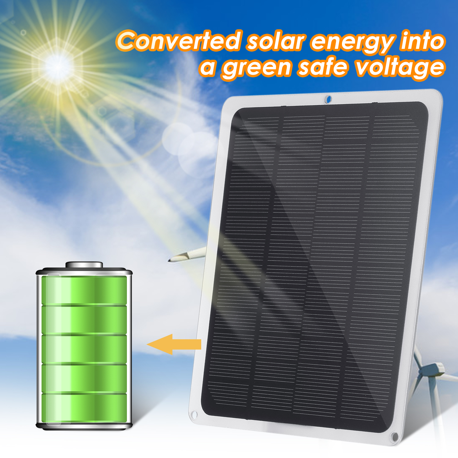DECDEAL DC12V 10W Solarpanel mit USB-Anschluss Autoladegeraet Gebuehr fuer 12V-Akku Tragbares Zubehoer Solarpanel fuer Outdoor Camping Wandern Angeln Klettern Solaranlagen