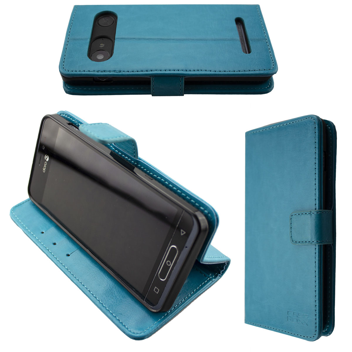 Caseroxx Custodia Outdoor Per Blackview BV9900/Pro/E: Borsa In Pelle Azzurra Con Clip A 360° E Slot Per Carte, Protezione Anticaduta - 4
