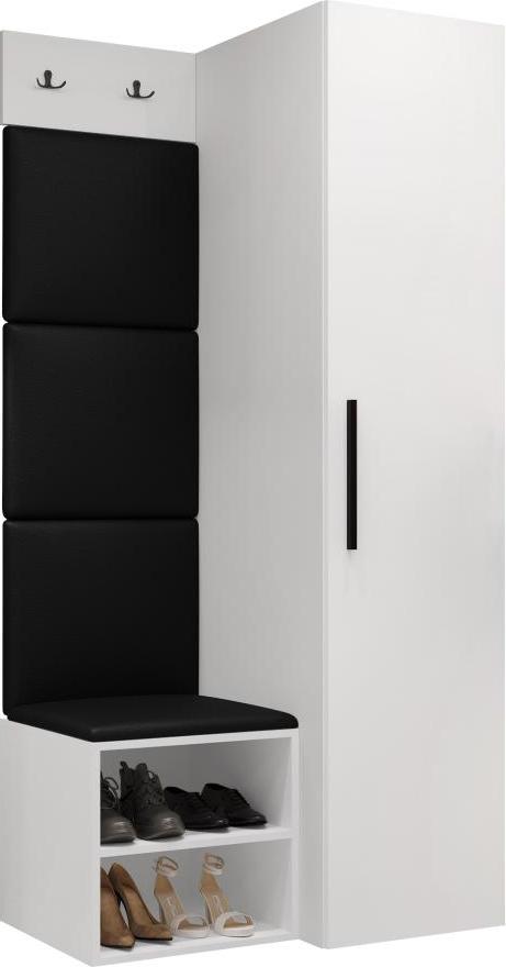 MIRJAN24 Garderoben-Set Medi III, Schuhschrank, Kleiderhakenbrett, 4x Paneel 42x42, 2 Kleiderhaken (Farbe: Weiß, Soft 011)
