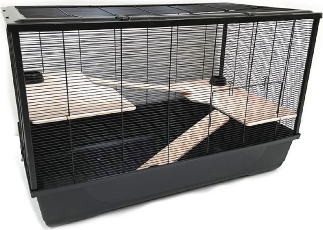 Gabbia Per Roditori Ollesch 78x47x30 Cm, Grigia, Con Accessori, Per Criceti, Topi E Ratti