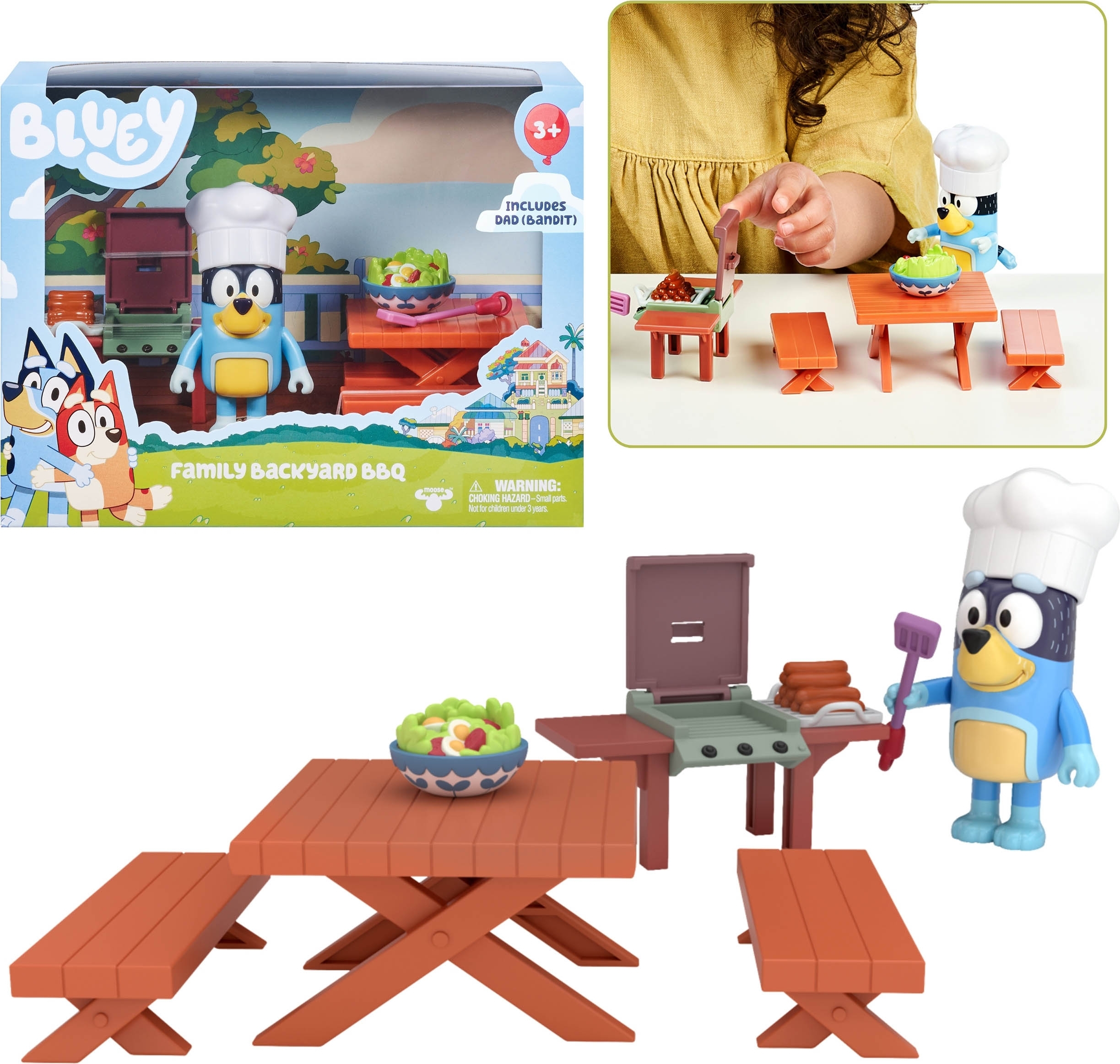 sarcia.eu Bluey Grill Set für die Familie im Garten, Figuren, bewegliche Teile 3+