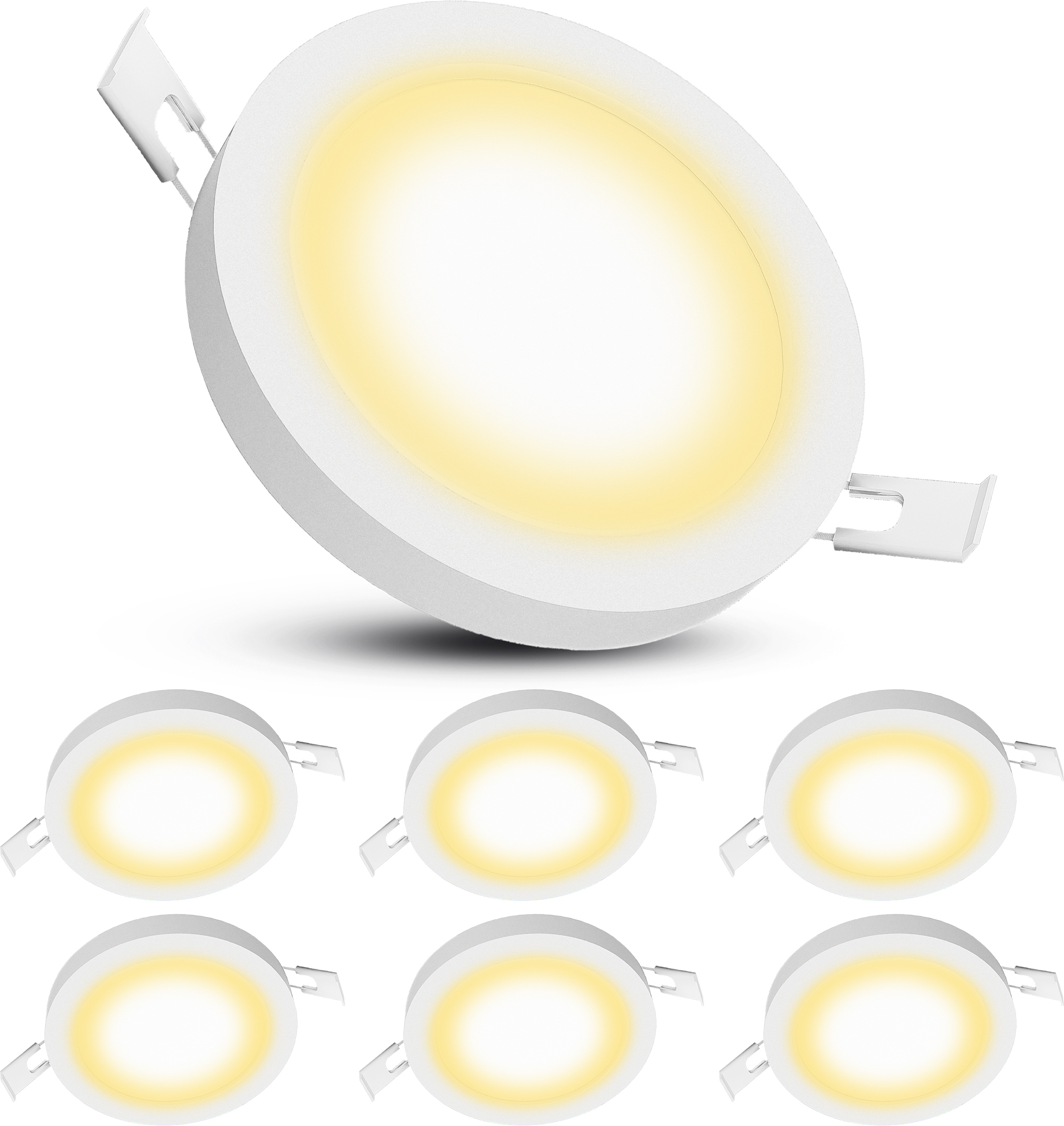 SSC-LUXon 6er Pack VORALO 2in1 flache Deckenlampe Einbau & Aufbau LED warmweiß - Ø 14cm Einbauleuchte / Aufbauleuchte Spotlight SSC-6629