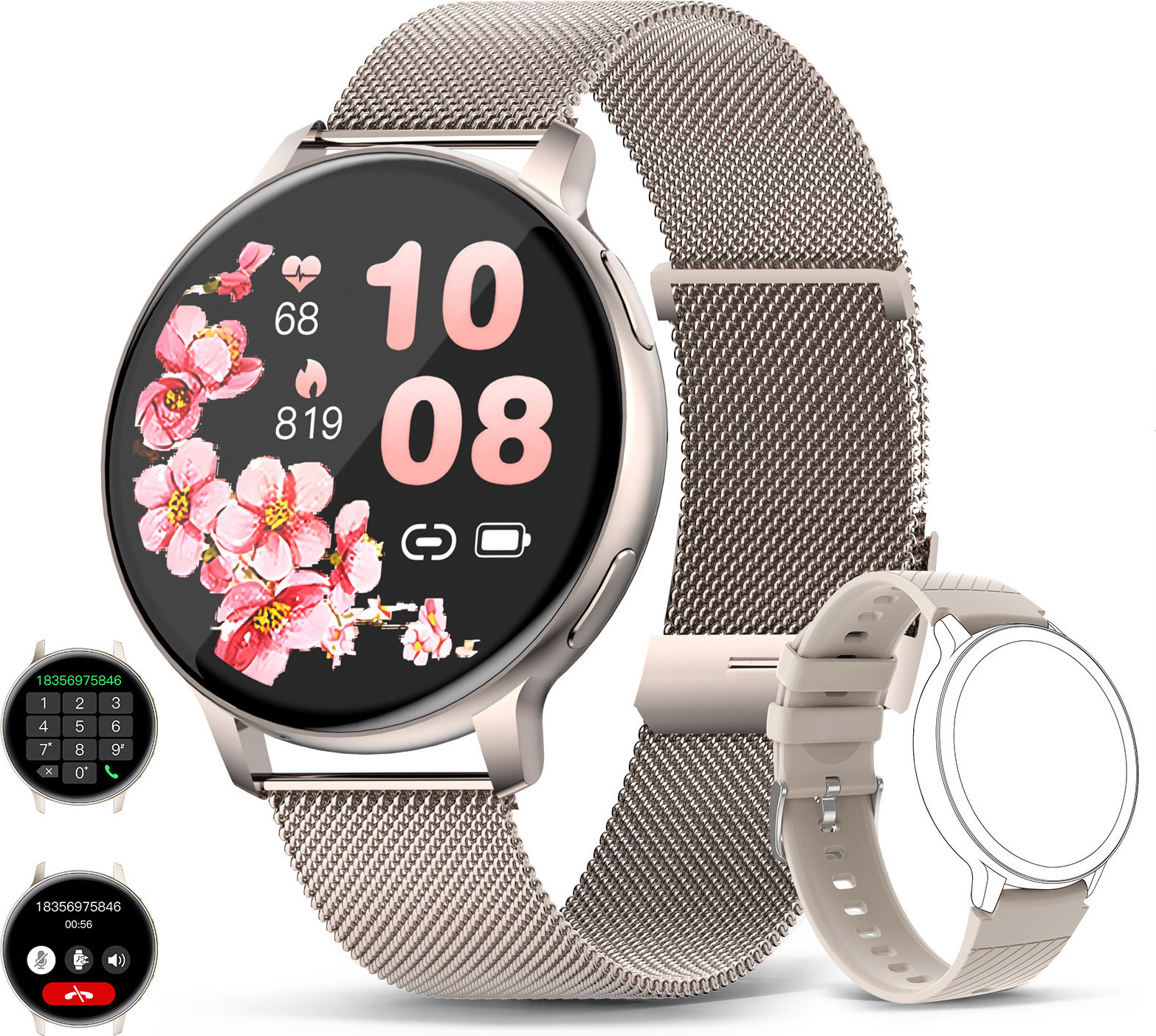 Smartwatch Muži Bluetooth Hlasové volanie Monitor srdcovej frekvencie Zdravie 1,39 palca veľký displej Módny šport IP67 vodotesný Ženy Smartwatch