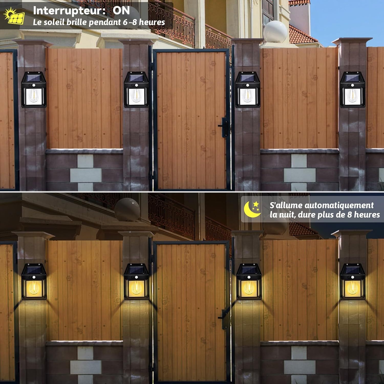 Crrynuo Solar-Bewegungsmelderlampe E26 – Steckbare LED Wandleuchte ohne Bohren für Terrasse, Garten & Eingang KAU-LR-UN-HWC-20250609-12