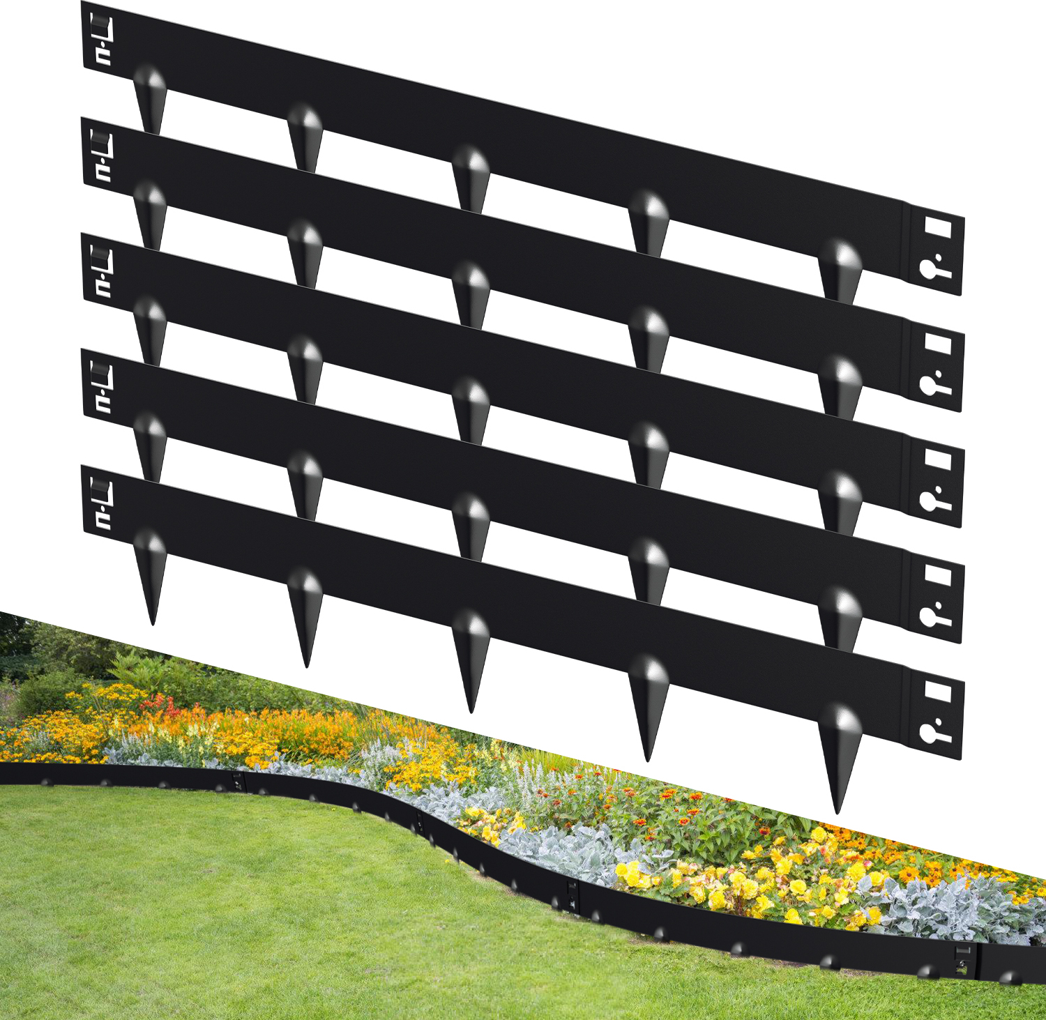 SAILUN Bordo per prato in metallo, 25 m x 15 cm, bordi per giardino, zincato, per falciatura galvanizzata, per aiuole, piante, verdure, 100 x 15 cm (lunghezza x altezza