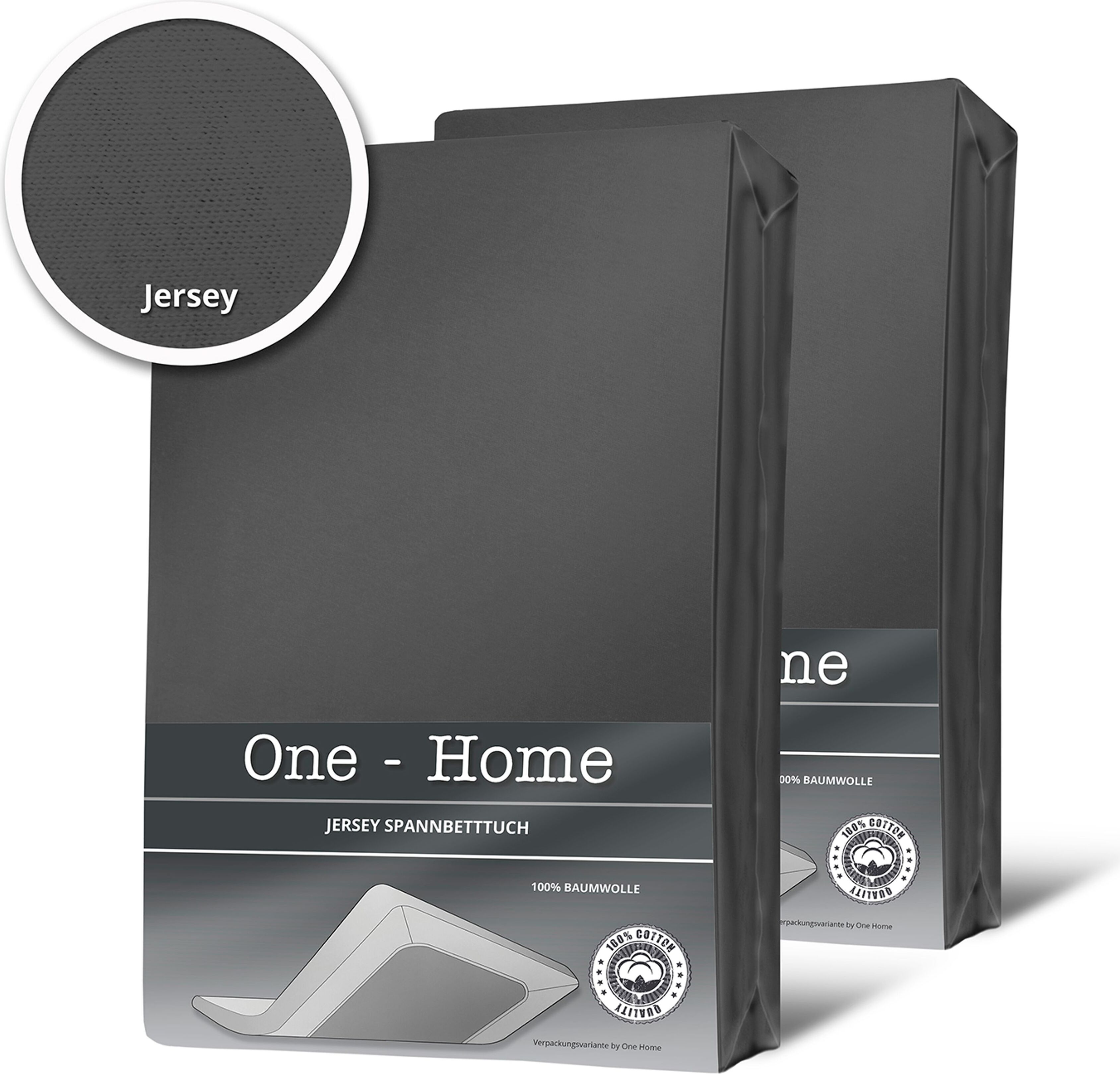 One-Home 2 Spannbettlaken Bettlaken anthrazit 180x200 cm - 200x200 cm Jersey Set NEW-4781