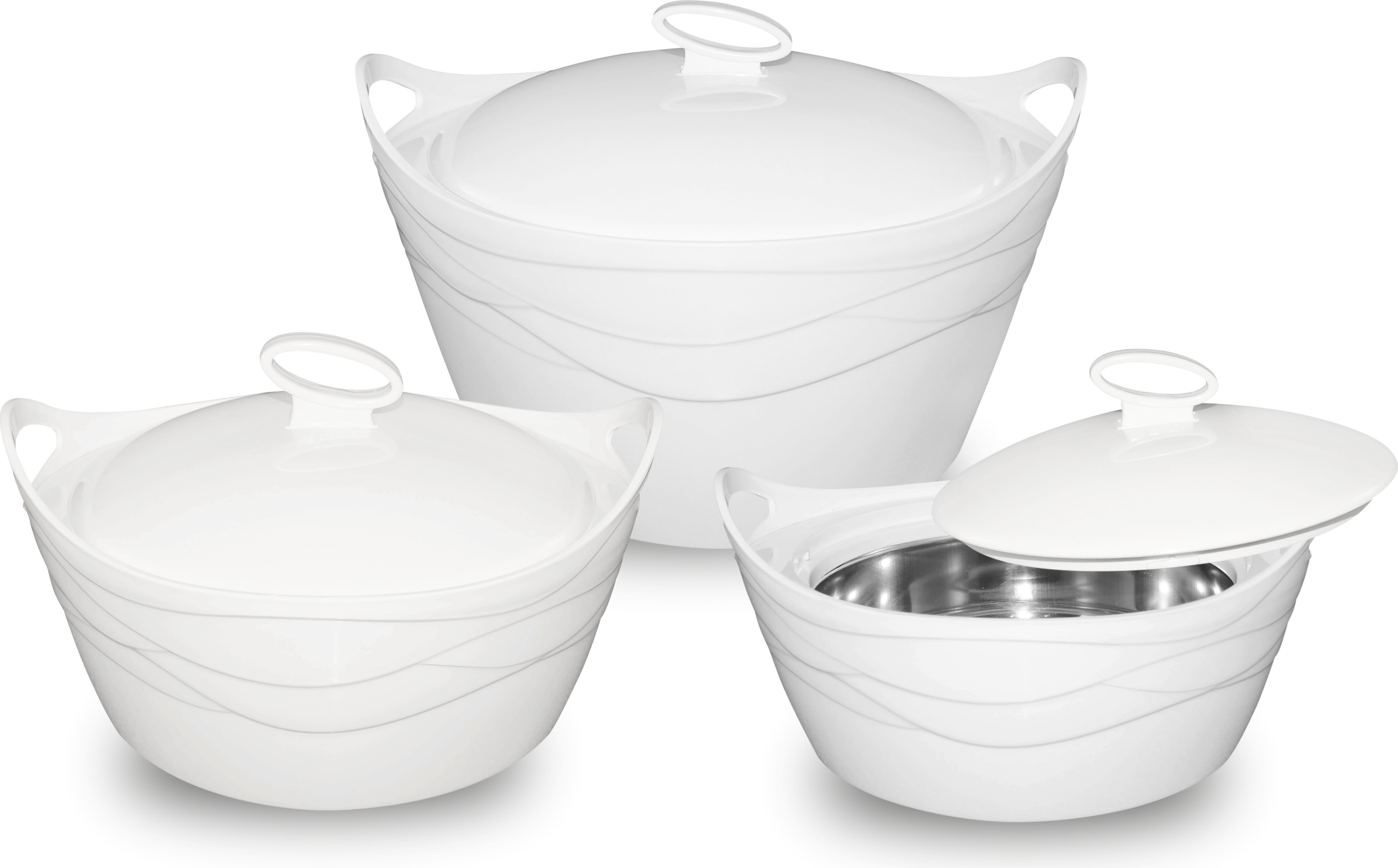 BEM SMAK Thermoschüssel-Set aus Edelstahl, 3er Set Warmhalteschüssel mit Deckel, Grillschüssel, isoliert, 2,5 - 5 L 9494